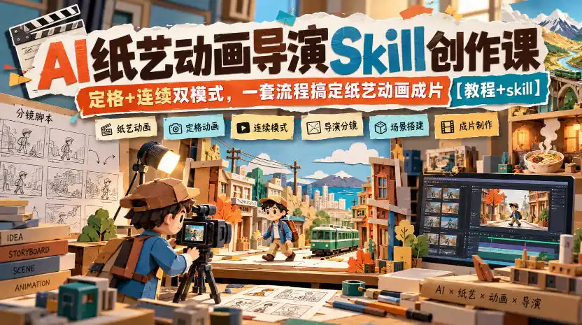 AI纸艺动画导演Skill创作课｜定格+连续双模式，一套流程搞定纸艺动画成片【教程+skill】-科技美南博客