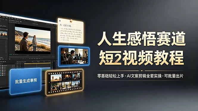 人生感悟赛道短视频教程，零基础轻松上手，AI文案剪辑全套实操可批量出片-科技美南博客