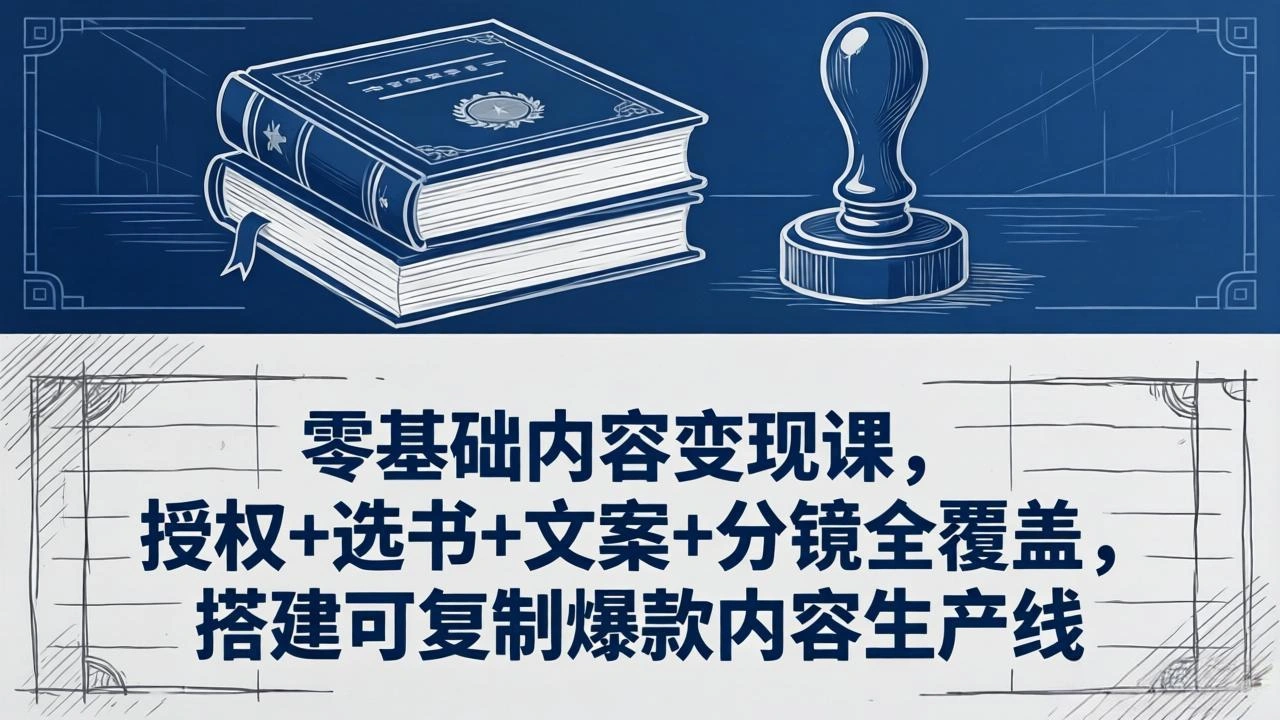 零基础内容变现课，授权+选书+文案+分镜全覆盖，搭建可复制爆款内容生产线-科技美南博客