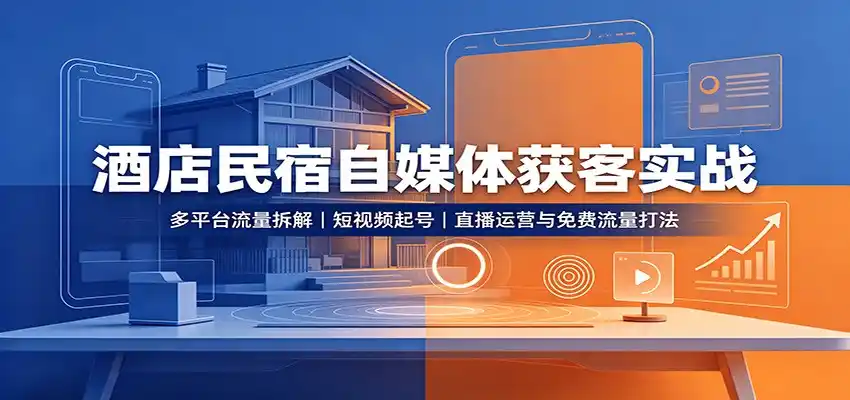 酒店民宿自媒体获客实战:多平台流量拆解,短视频起号,直播运营与免费流量打法-科技美南博客