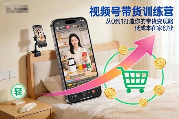 视频号带货训练营，从0到1打造你的带货变现路，低成本在家创业-科技美南博客