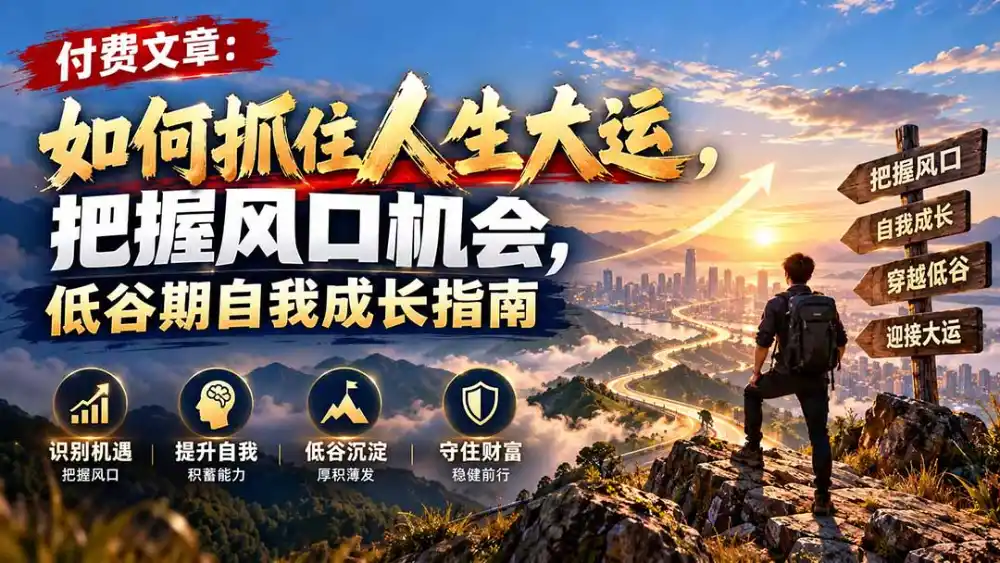 付费文章：如何抓住人生大运，把握风口机会，低谷期自我成长指南-科技美南博客
