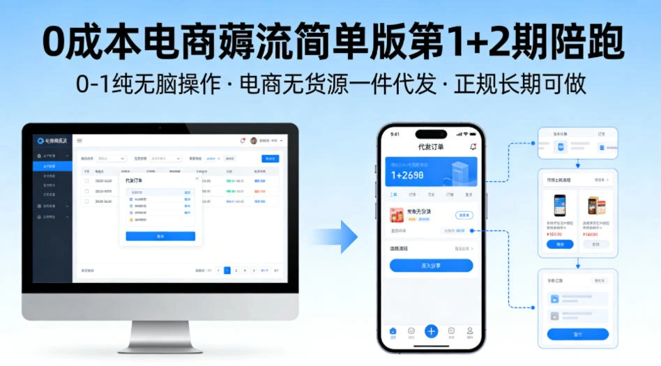 0成本电商薅流简单版第1+2期陪跑，0-1纯无脑操作，电商无货源一件代发，正规长期可做-科技美南博客