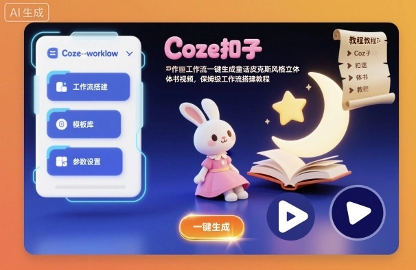 Coze扣子工作流一键生成童话皮克斯风格立体书视频,保姆级工作流搭建教程-科技美南博客