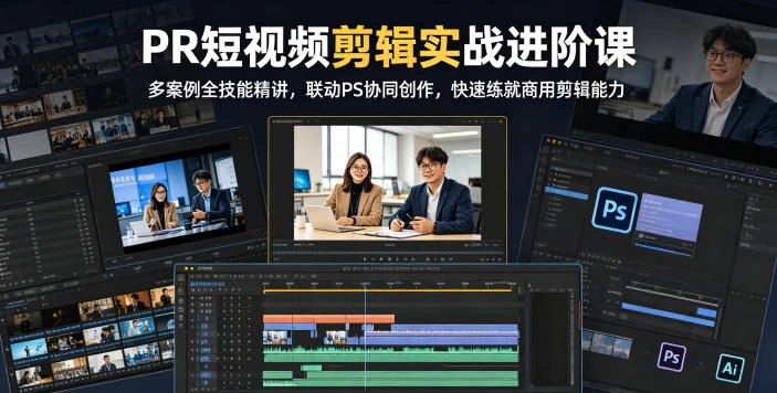 PR短视频剪辑实战进阶课，多案例全技能精讲，联动PS协同创作，快速练就商用剪辑能力-科技美南博客