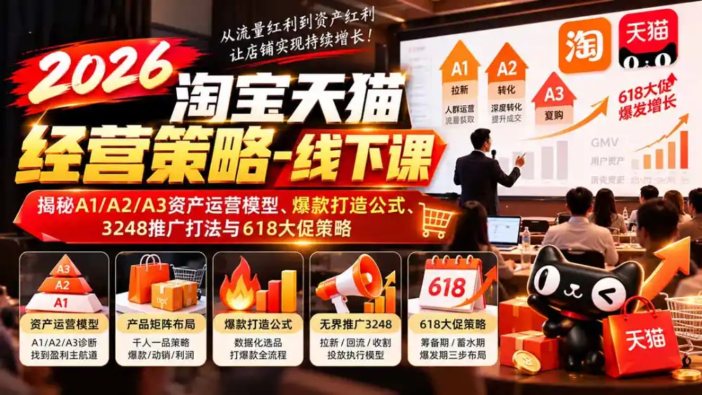 2026淘宝天猫经营策略-线下课：揭秘A1/A2/A3资产运营模型、爆款打造公式、3248推广打法与618大促策略-科技美南博客