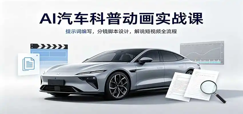 AI汽车科普动画实战课:提示词编写,分镜脚本设计,解说短视频全流程-科技美南博客