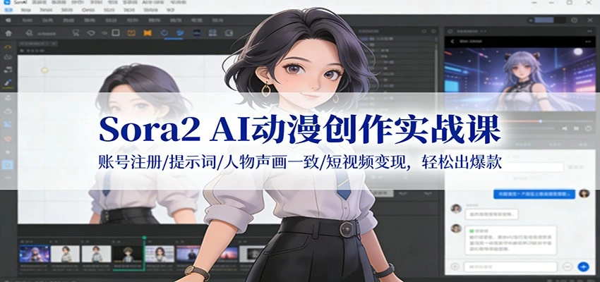 Sora2 AI动漫创作实战课:账号注册/提示词/人物声画一致/短视频变现,轻松出爆款-科技美南博客
