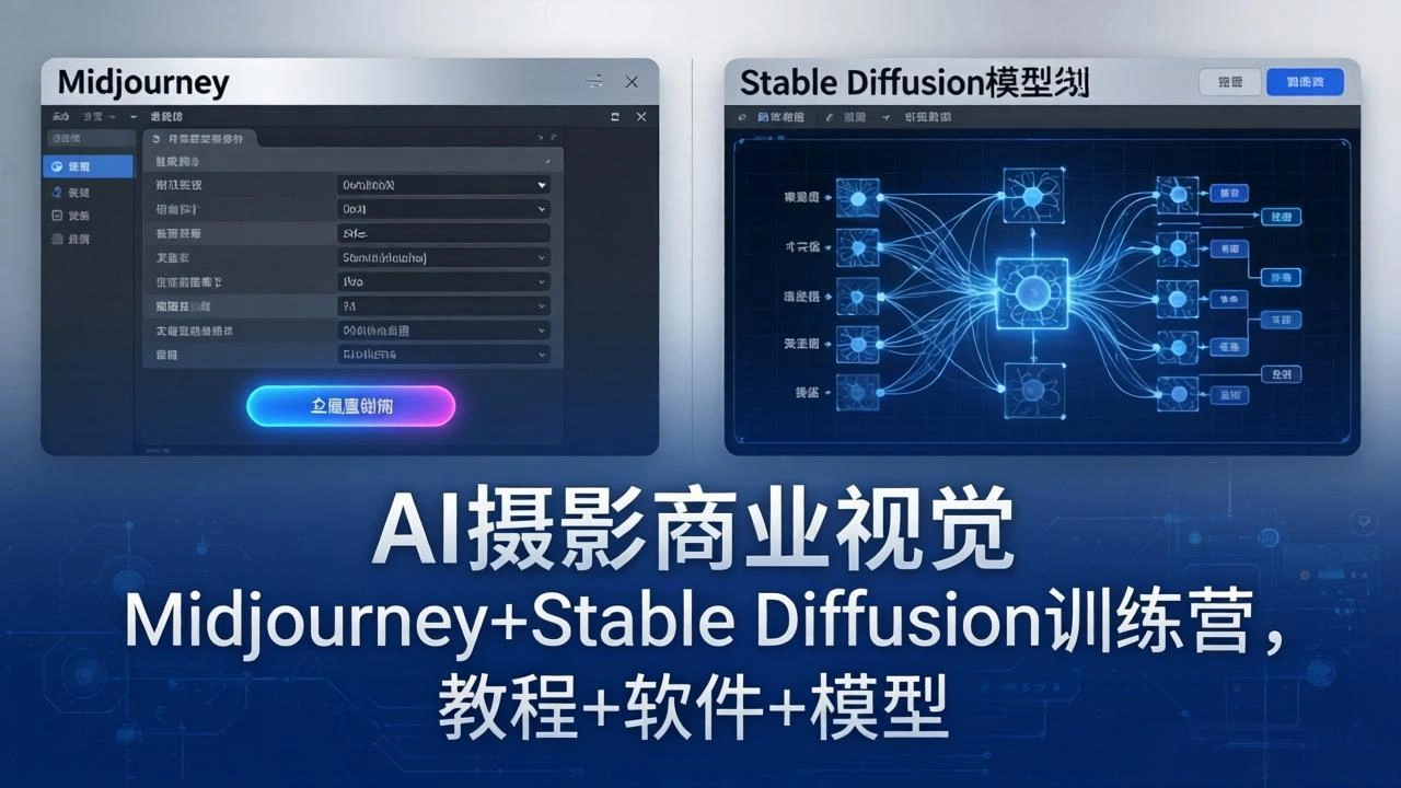 AI摄影商业视觉Midjourney+Stable Diffusion训练营，教程+软件+模型-科技美南博客
