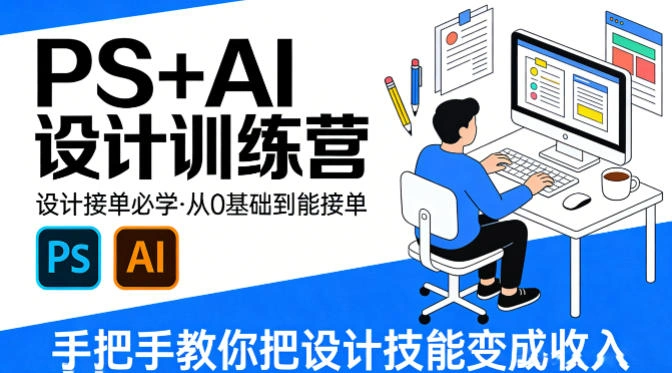 设计接单必学，PS+AI设计训练营，从0基础到能接单，手把手教你把设计技能变成收入-科技美南博客