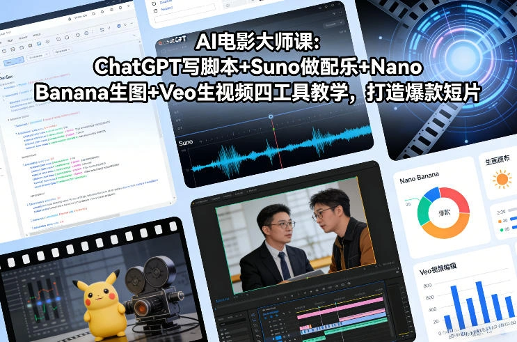 AI电影大师课：ChatGPT写脚本+Suno做配乐+Nano Banana生图+Veo生视频，打造爆款短片-科技美南博客