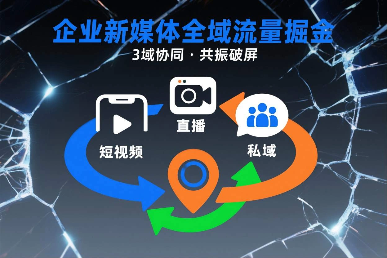 短视频全域商业模式，企业新媒体全域流量掘金，3域协同，共振破屏，短视频-直播-私域-地域-科技美南博客