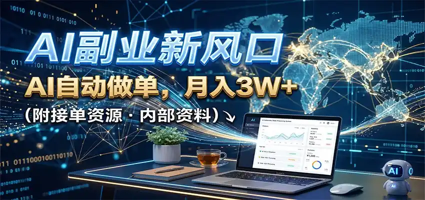 AI副业新风口，AI自动做单，月入3W+，附接单资源-科技美南博客