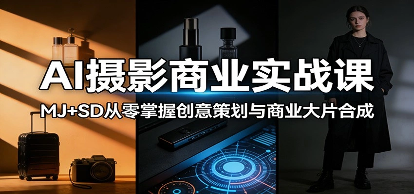 AI摄影商业实战课：MJ+SD从零掌握创意策划与商业大片合成-科技美南博客