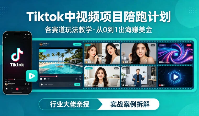 某大佬的Tiktok中视频项目陪跑，涵盖TK各个赛道玩法教学，从0到1出海賺美金-科技美南博客