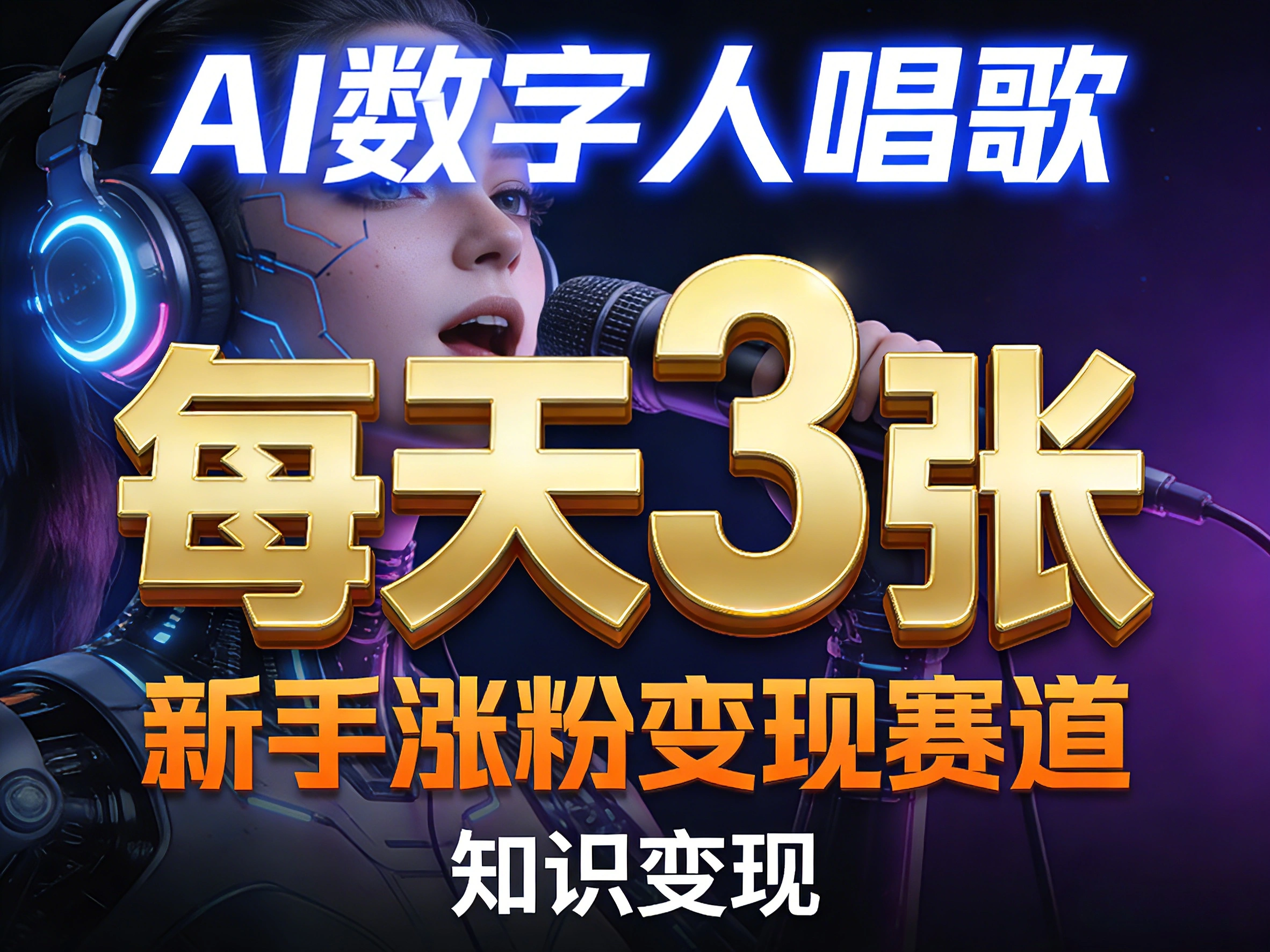 AI数字人唱歌，新手涨粉变现赛道，每天3张和知识付费，副业必备-科技美南博客