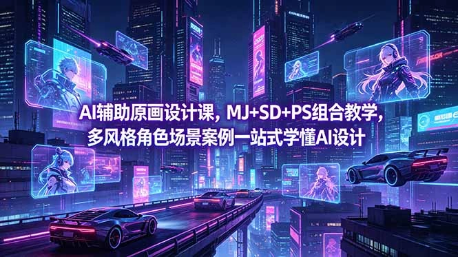 AI辅助原画设计课，MJ+SD+PS组合教学，多风格角色场景案例一站式学懂AI设计-科技美南博客