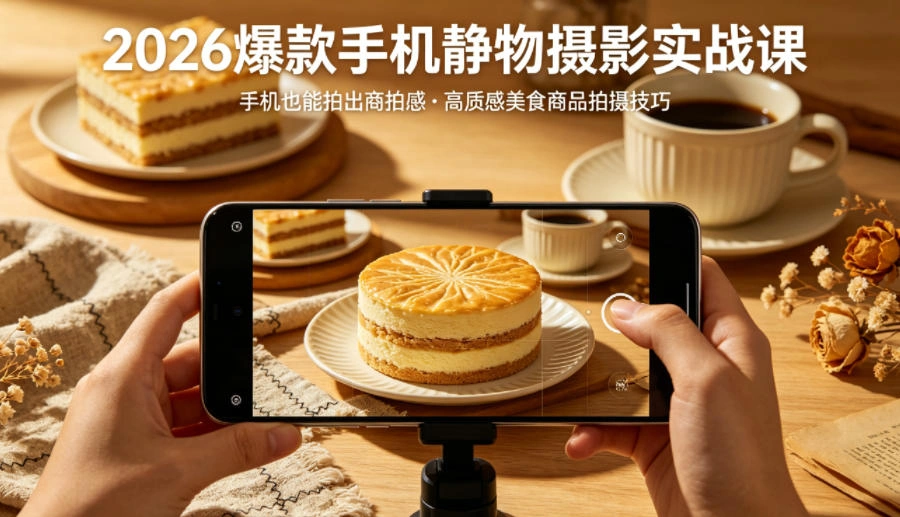 2026爆款手机静物摄影实战课，手机也能拍出商拍感，学会拍出高质感美食商品-科技美南博客