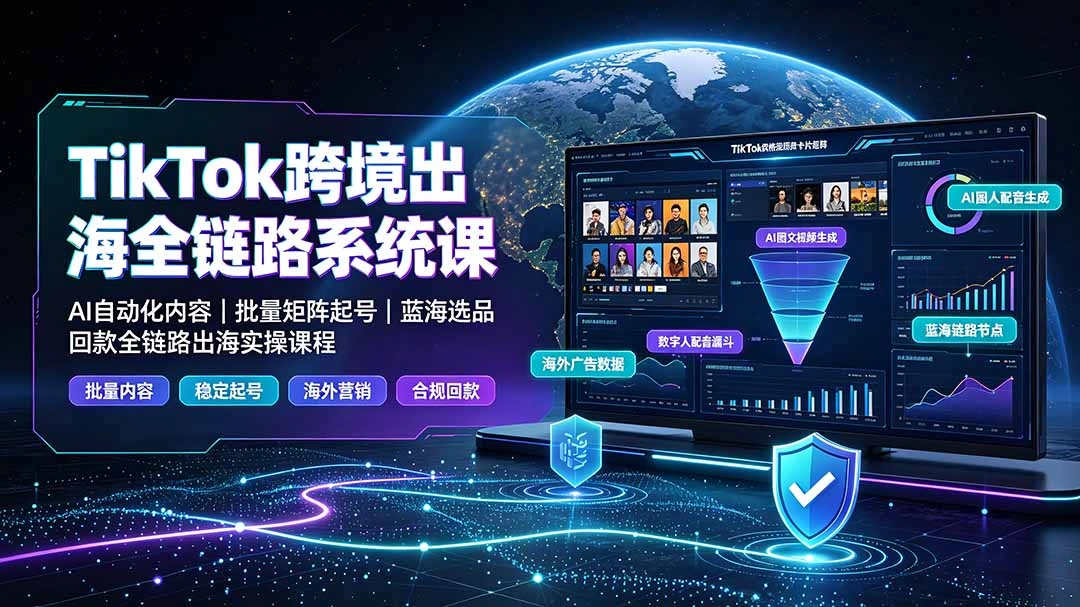 TikTok跨境出海全链路系统课-2026年7月:AI自动化内容|批量矩阵起号|蓝海选品回款全链路出海实操课程-科技美南博客