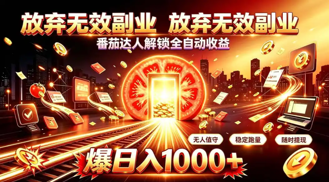 放弃无效副业,番茄达人解锁全自动收益,日入1k+,门槛最低的线上轻资产项目【揭秘】-科技美南博客