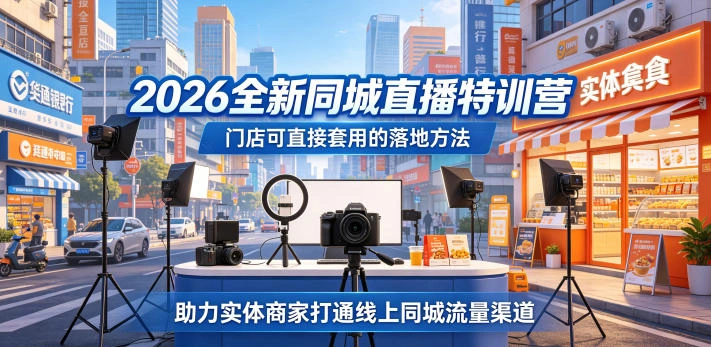 2026全新同城直播特训营，门店可直接套用的落地方法，助力实体商家打通线上同城流量渠道-科技美南博客