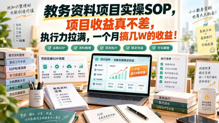 教务资料项目实操SOP,项目收益真不差,执行力拉满,一个月搞几W的收益-科技美南博客