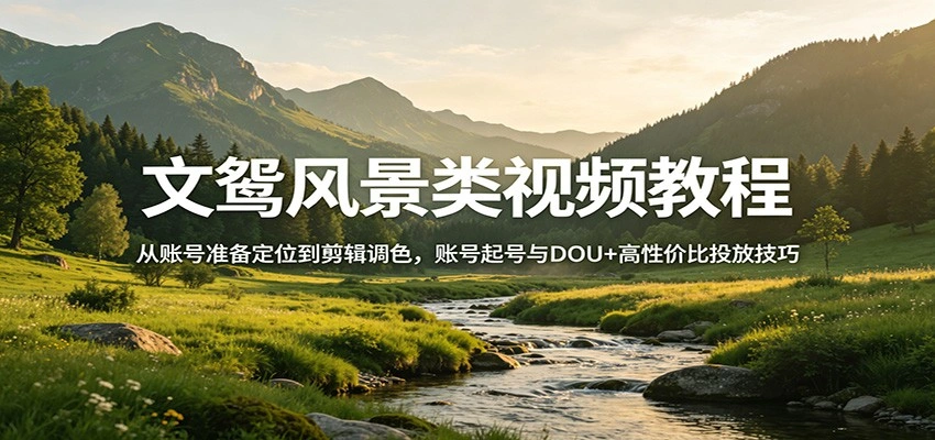 文鸳风景类视频教程：从账号准备定位到剪辑调色，账号起号与DOU+高性价比投放技巧-科技美南博客