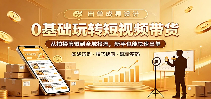 0基础玩转短视频带货：从拍摄剪辑到全域投流，新手也能快速出单-科技美南博客