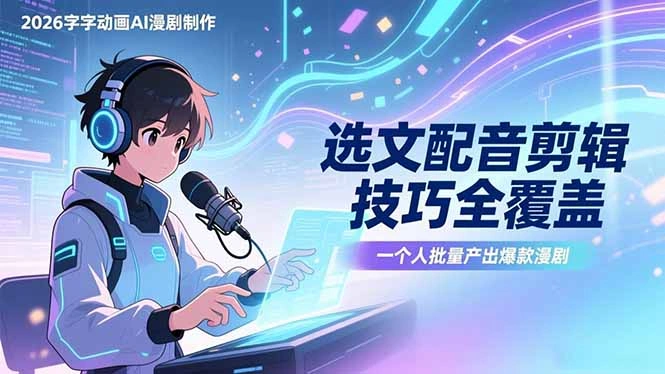 2026字字动画AI漫剧制作-1期，选文配音剪辑技巧全覆盖，一个人就能批量产出爆款漫剧-科技美南博客