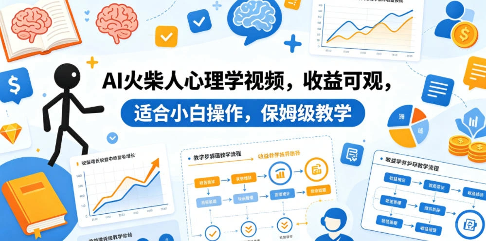 AI火柴人心理学视频，收益可观，适合小白操作，保姆级教学-科技美南博客
