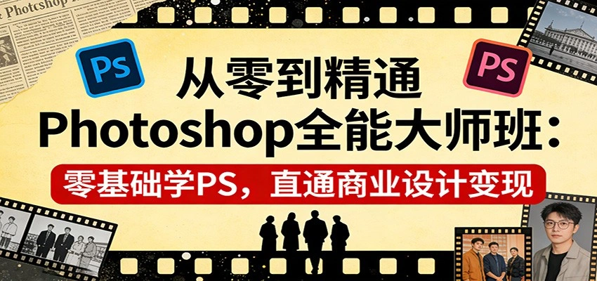 从零到精通Photoshop全能大师班:零基础学PS,直通商业设计变现-科技美南博客