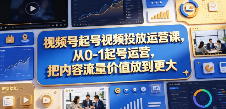 视频号起号视频投放运营课，从0-1起号运营，把内容流量价值放到更大-科技美南博客
