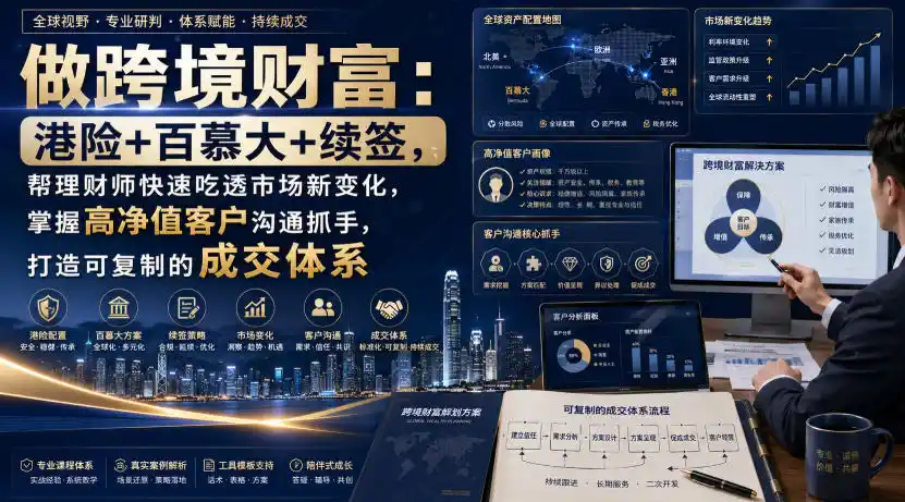 做跨境财富：港险+百慕大+续签，帮理财师快速吃透市场新变化，掌握高净值客户沟通抓手，打造可复制的成交体系-科技美南博客