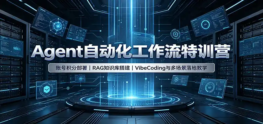 Agent自动化工作流特训营：账号积分部署，RAG知识库搭建，VibeCoding与多场景落地教学-科技美南博客