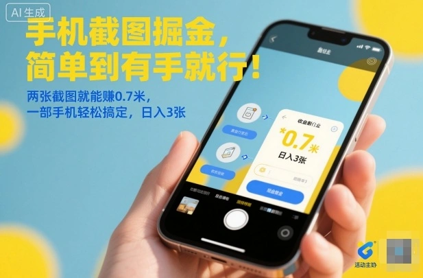 手机截图掘金，简单到有手就行！两张截图就能賺0.7米，一部手机轻松搞定，日入3张【揭秘】-科技美南博客