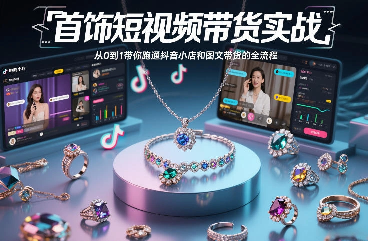 首饰短视频带货实战，从0到1带你跑通抖音小店和图文带货的全流程-科技美南博客