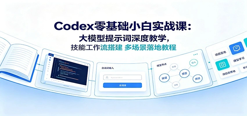 Codex零基础小白实战课:大模型提示词深度教学,技能工作流搭建多场景落地教程-科技美南博客