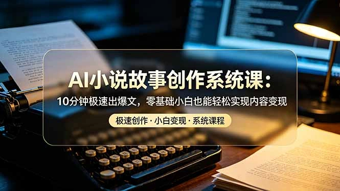 AI小说故事创作系统课：10分钟极速出爆文，零基础小白也能轻松实现内容变现-科技美南博客