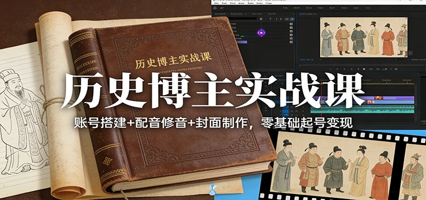 历史博主实战课：账号搭建+配音修音+封面制作，零基础起号变现-科技美南博客