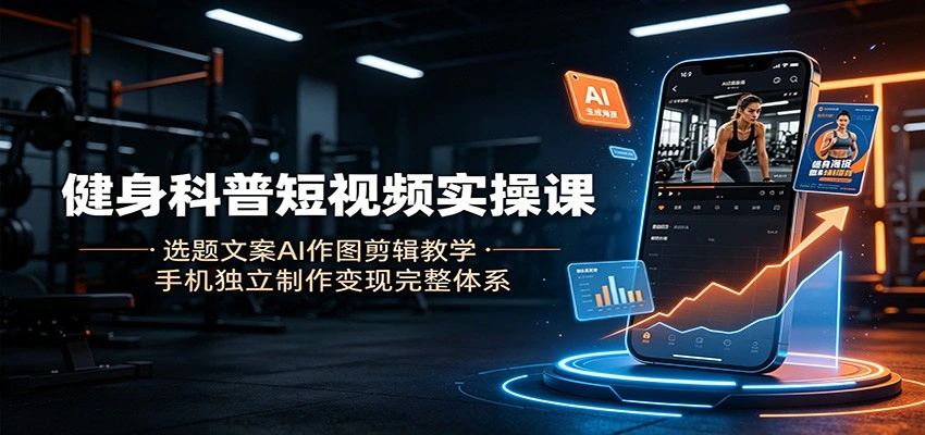 健身科普短视频实操课：选题文案AI作图剪辑教学，手机独立制作变现完整体系-科技美南博客