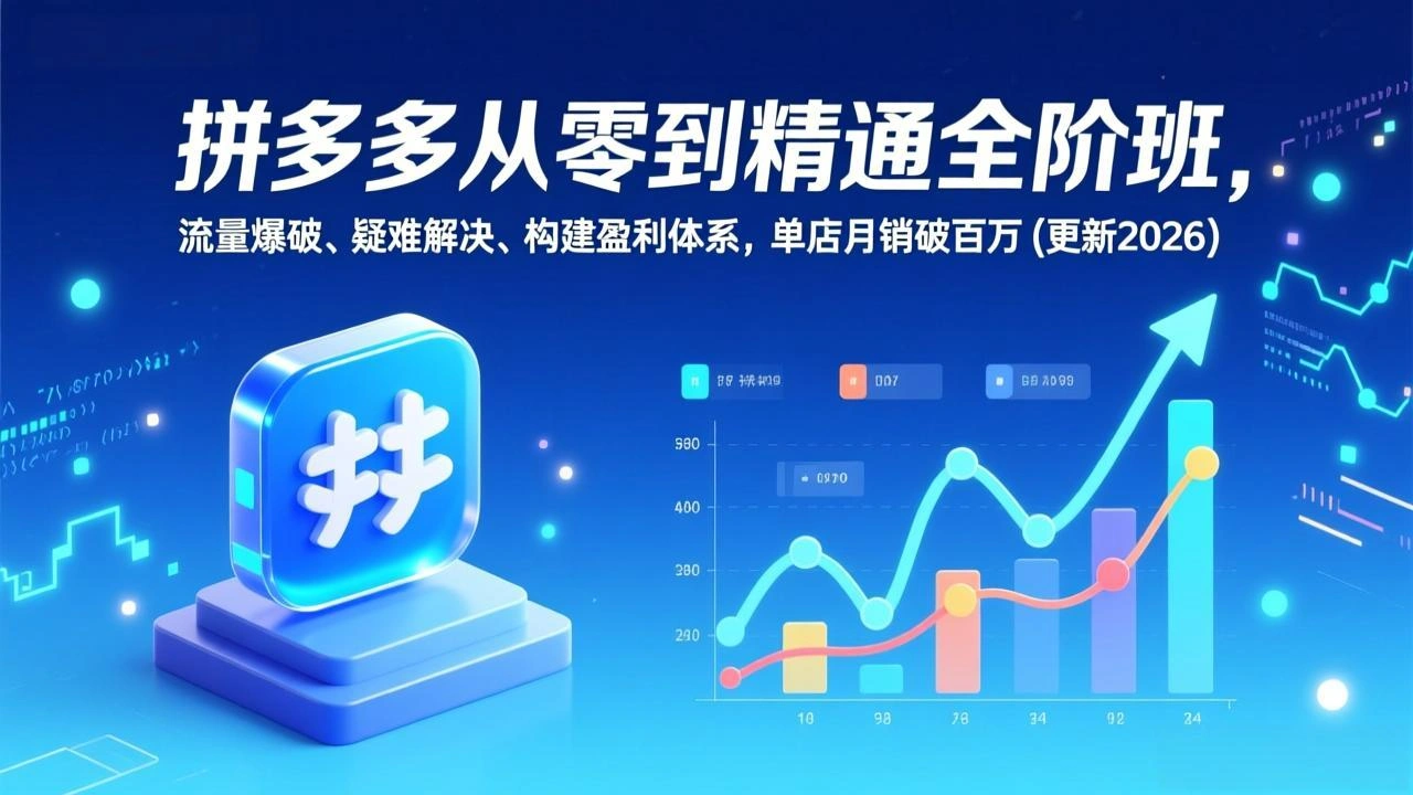 拼多多从零到精通全阶班，流量爆破、疑难解决，构建盈利体系，单店月销破百万(更新2026-科技美南博客