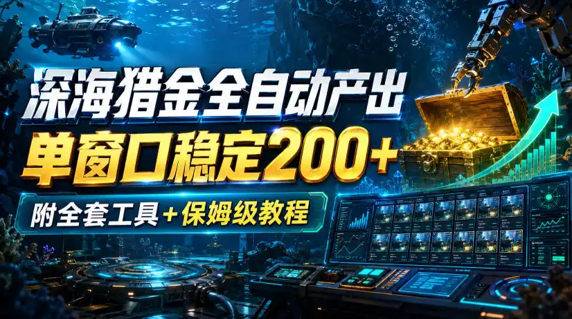 深海猎金全自动产出,单窗口稳定200+,附全套工具+保姆级教程【揭秘】-科技美南博客