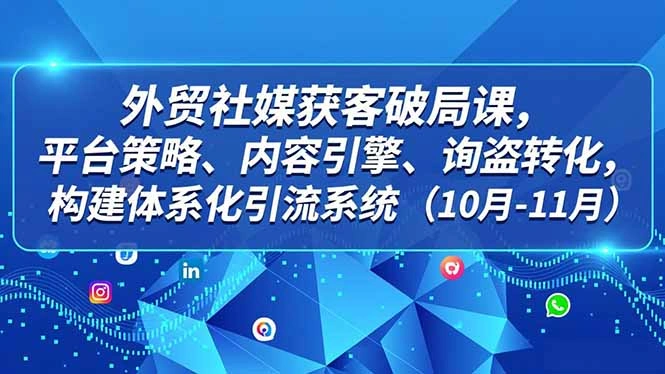 外贸 社媒获客破局课，平台策略、内容引擎、询盘转化，构建体系化引流系统(10月-11月-科技美南博客