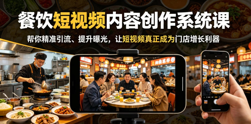 餐饮短视频内容创作系统课，帮你精准引流、提升曝光，让短视频真正成为门店增长利器-科技美南博客