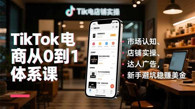 TikTok电商从0到1体系课，市场认知、店铺实操、达人广告，新手避坑稳赚美金-科技美南博客