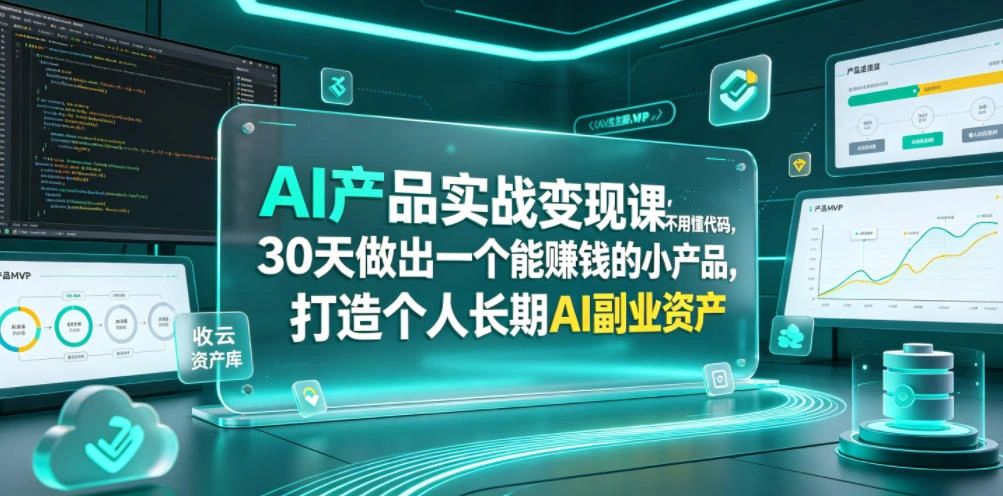 AI产品实战变现课，不用懂代码，30天做出一个能賺钱的小产品，打造个人长期AI副业资产-科技美南博客
