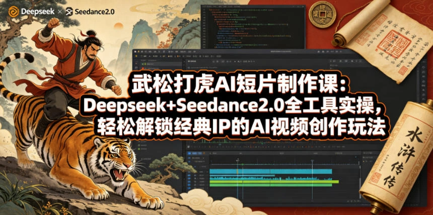 武松打虎AI短片制作课：Deepseek+Seedance2.0全工具实操，轻松解锁经典IP的AI视频创作玩法-科技美南博客