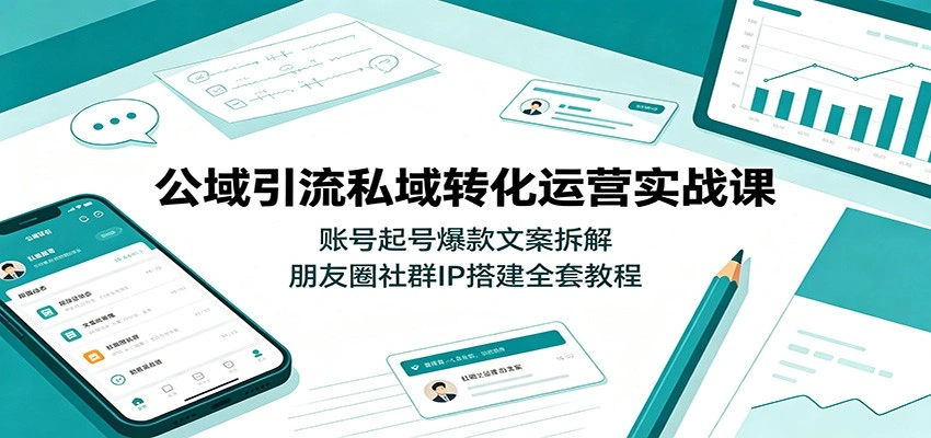 公域引流私域转化运营实战课：账号起号爆款文案拆解，朋友圈社群IP搭建全套教程-科技美南博客