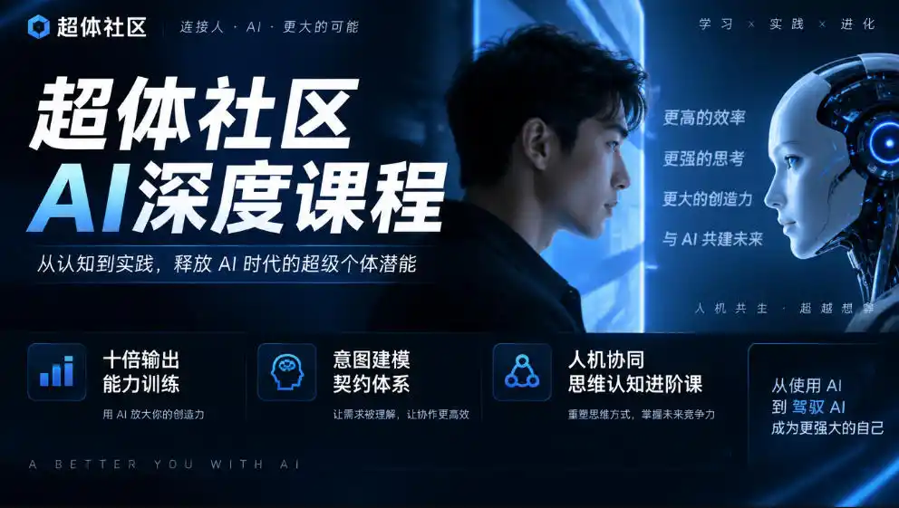 超体社区AI深度课程，十倍输出能力训练，意图建模契约体系，人机协同思维认知进阶课-科技美南博客