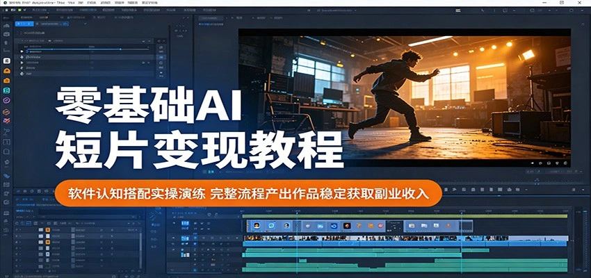 零基础AI短片变现教程:软件认知搭配实操演练,完整流程产出作品稳定获取副业收入-科技美南博客